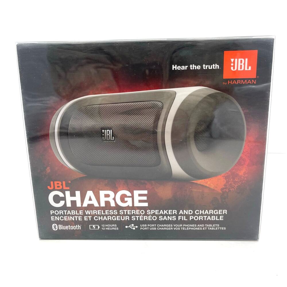 JBL CHARGE Portable Wireless Bluetooth Stereo Black Speaker and Charger